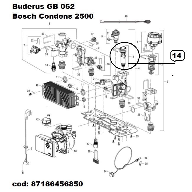 Cartus Fluxostat Turbina 14l/min Buderus Logamax Plus GB062 [87186456850 /  87265100025] - 119,00Lei : potcontrol.ro | Centrale Termice Buderus