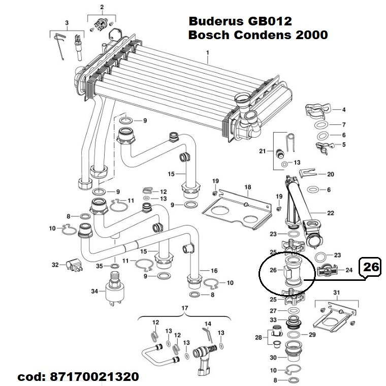 Fluxostat Turbina Buderus GB012,U042 Bosch Condens 2000W - 291,55Lei