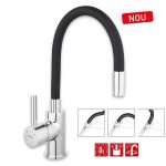 Baterie Bucatarie Ferro Zumba BZA4B Pipa Flexibila Neagra