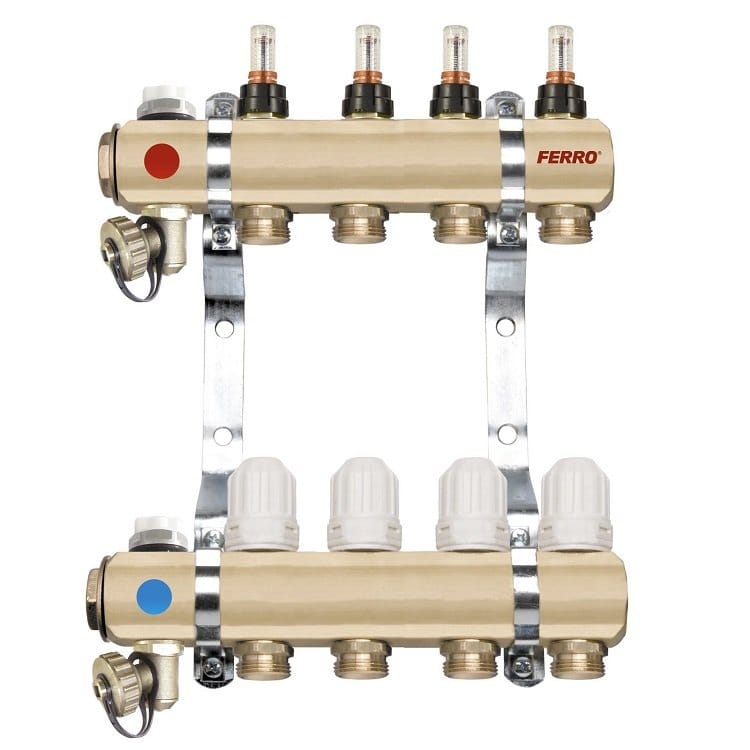 Distribuitor cu Debitmetre Alama Ferro RZP 1" 4,5,6,7,8,9,10 cai