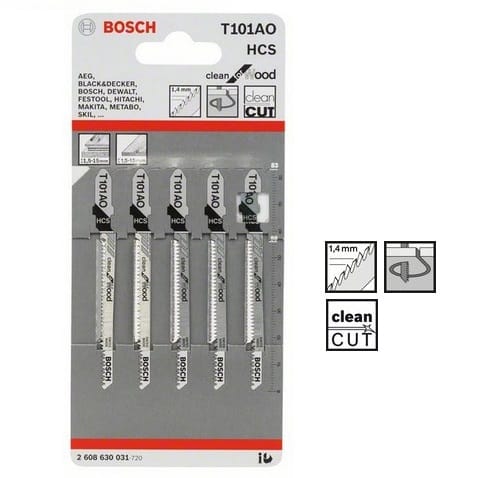 Set 5 panze T101AO Bosch Clean Lemn Ferastrau Vertical GST Set 5 panze T101AO Bosch Clean Lemn Ferastrau Vertical GST