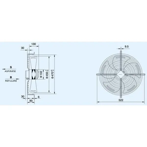 Ventilator Industrial Axial D450 YWF4E-450S