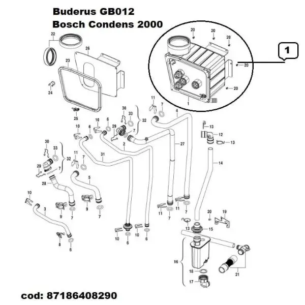 Schimbator Recuperator Buderus GB012-Bosch Condens 2000